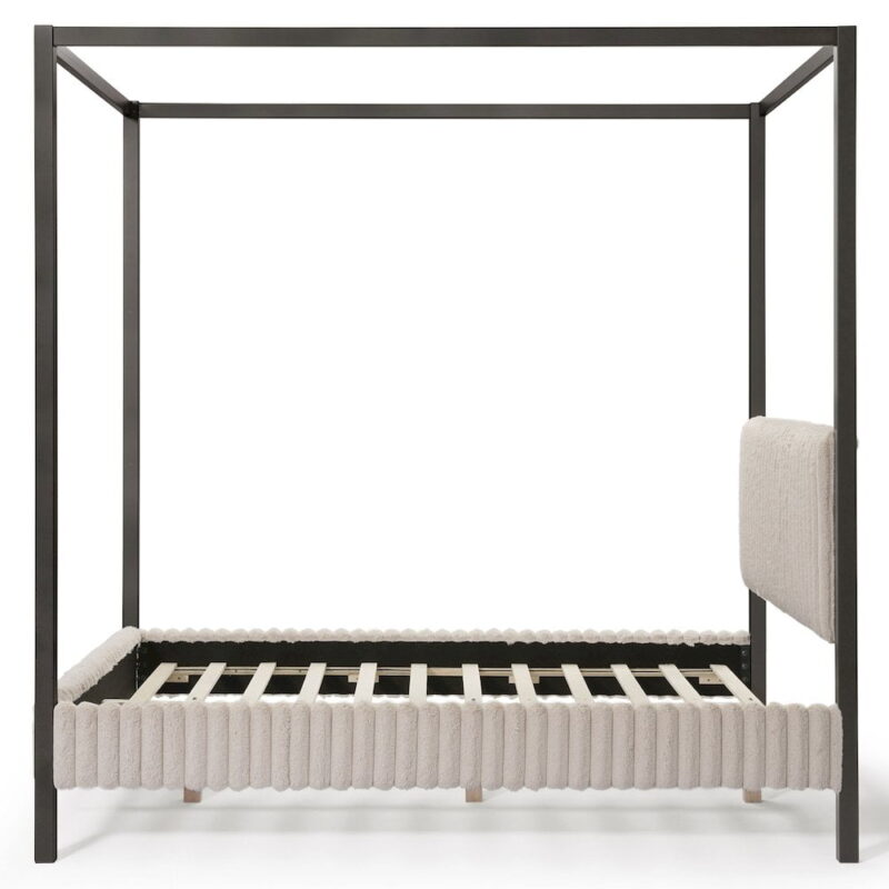 Furniture of America Elra Adult Queen Wood Mattress Ready Bed with Canopy Frame, Light Brown - Image 4