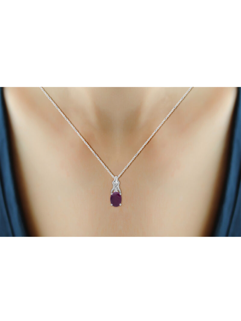 JewelersClub Silver Necklaces for Women –Silver Necklace for Women .925 Sterling Silver – Ruby Necklace Centerpiece, White Diamond Accents – Hypoallergenic Pendant - Image 4