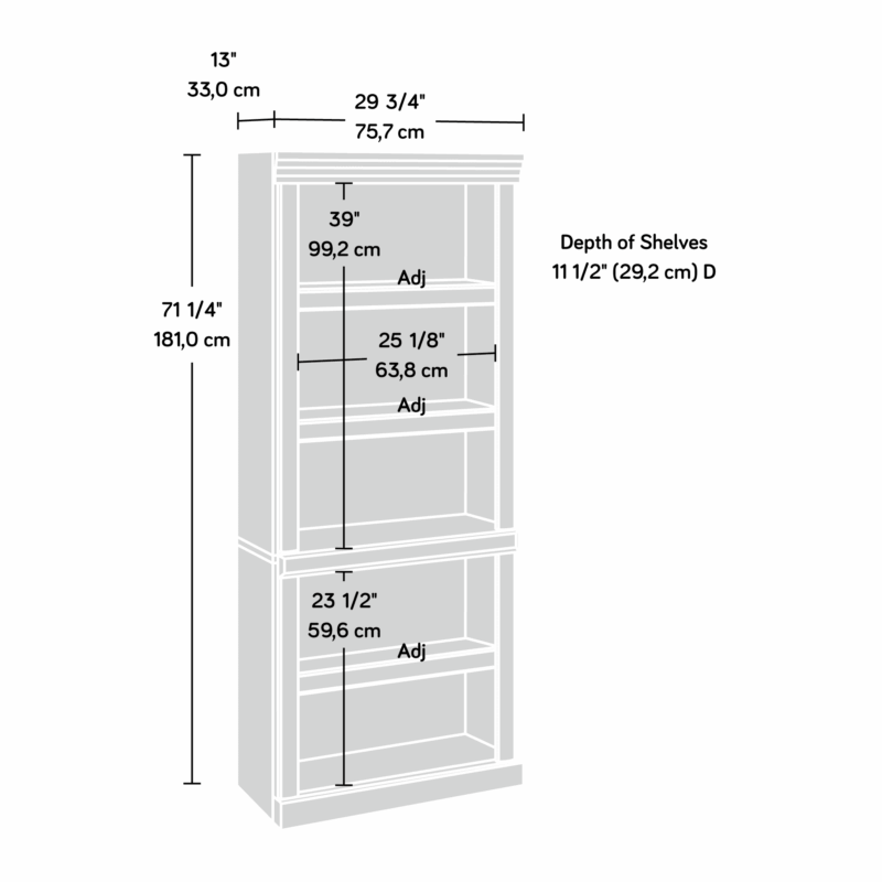 Sauder Heritage Hill 72" H 5-Shelf Bookcase, Classic Cherry Finish - Image 3