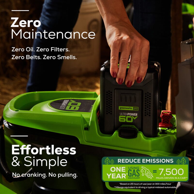 Greenworks 60V 21" Cordless Brushless Lawn Mower with 5.0Ah Battery & Charger 2531602 - Image 4