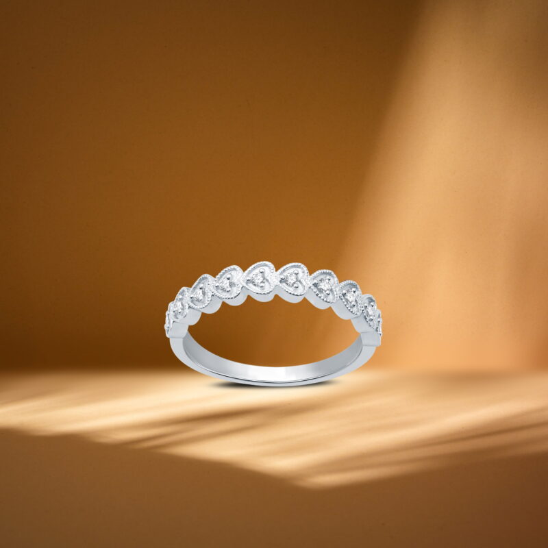 Forever Bride 1/10 CTTW Round Diamond Heart-Shaped Stackable Ring for Women - 925 Sterling Silver - Image 4