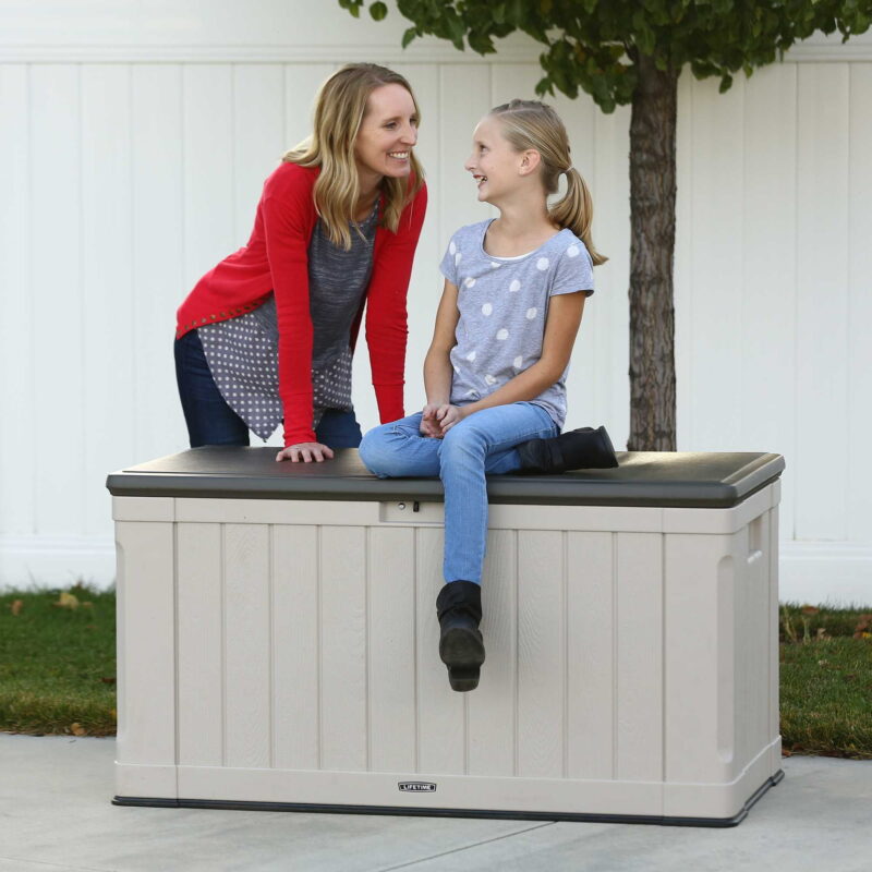 Lifetime Outdoor Polyethylene Deck Box, 116 Gallon Capacity, Tan & Brown (60186) - Image 2