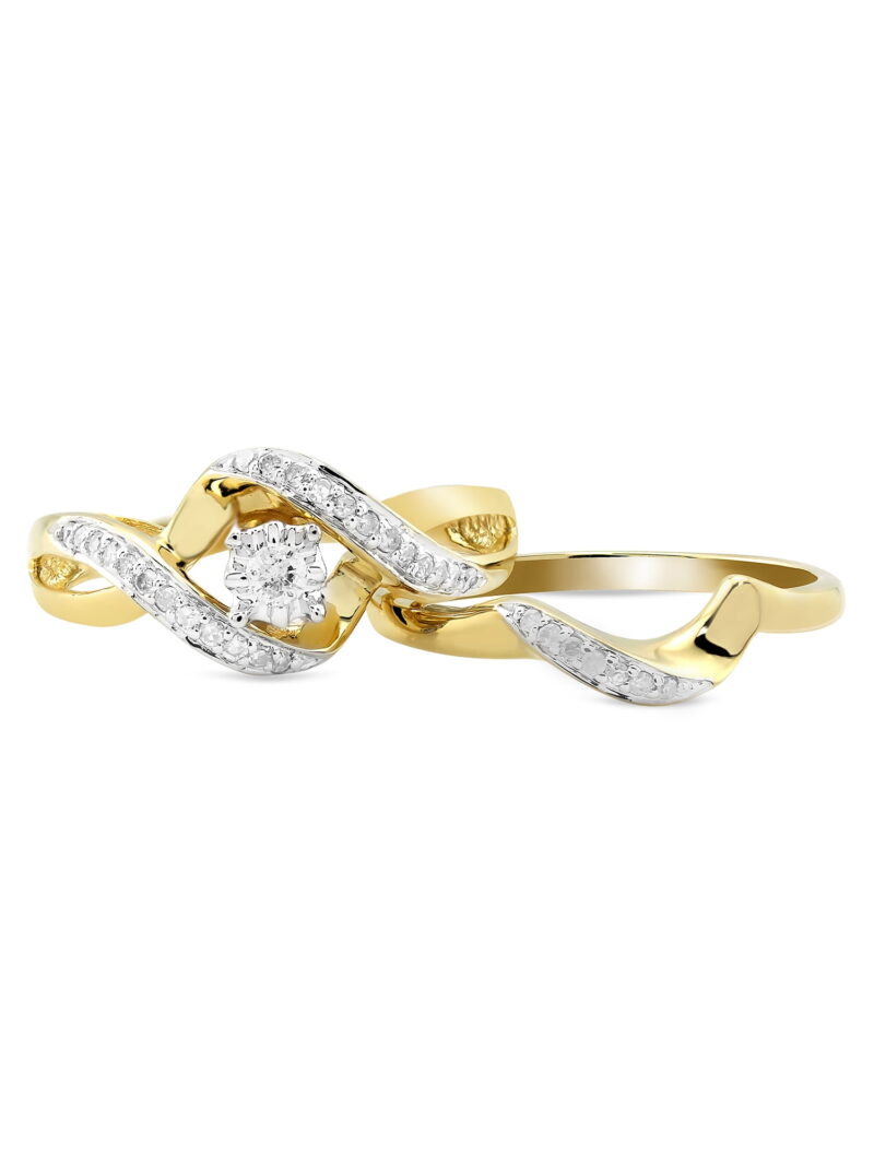 Forever Bride Bridal Set Ring with 0.20 Carat T.W. Diamond in 10K Yellow Gold For Women - Image 3