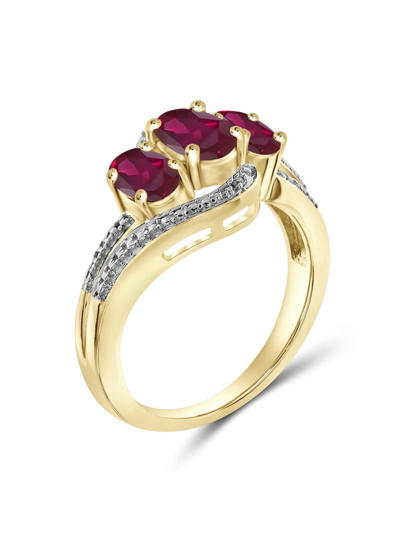 JewelersClub Ruby Ring Birthstone Jewelry – 1.75 Carat Ruby 14K Gold Plated Silver Ring Jewelry with White Diamond Accent – Gemstone Rings with Hypoallergenic 14K Gold Plated Silver Band - Image 3