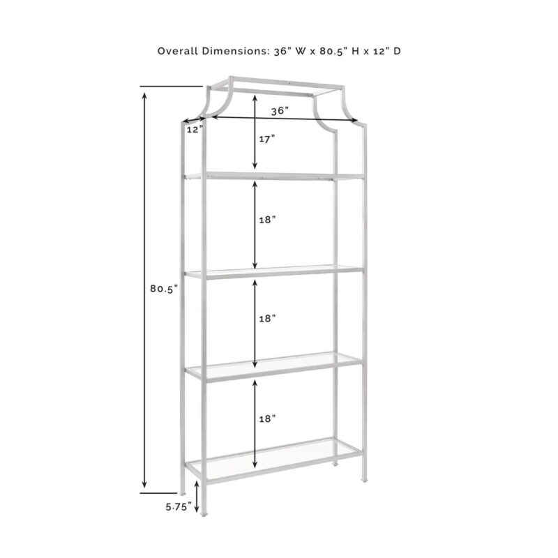 Crosley Furniture Aimee Bookshelf with Glass Shelves, Bookcase Storage - Image 4