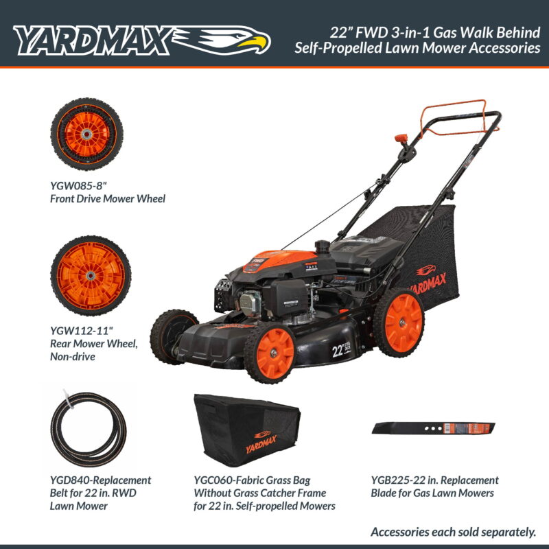 Yardmax 22" Self Propelled Lawn Mower with Seven Cutting Heights - Image 2