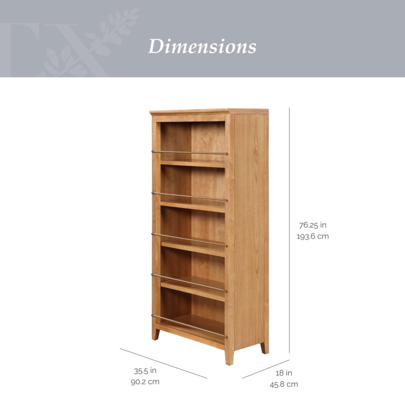 My Texas House Haven 5-Shelf Bookcase, Warm Brown Finish - Image 4