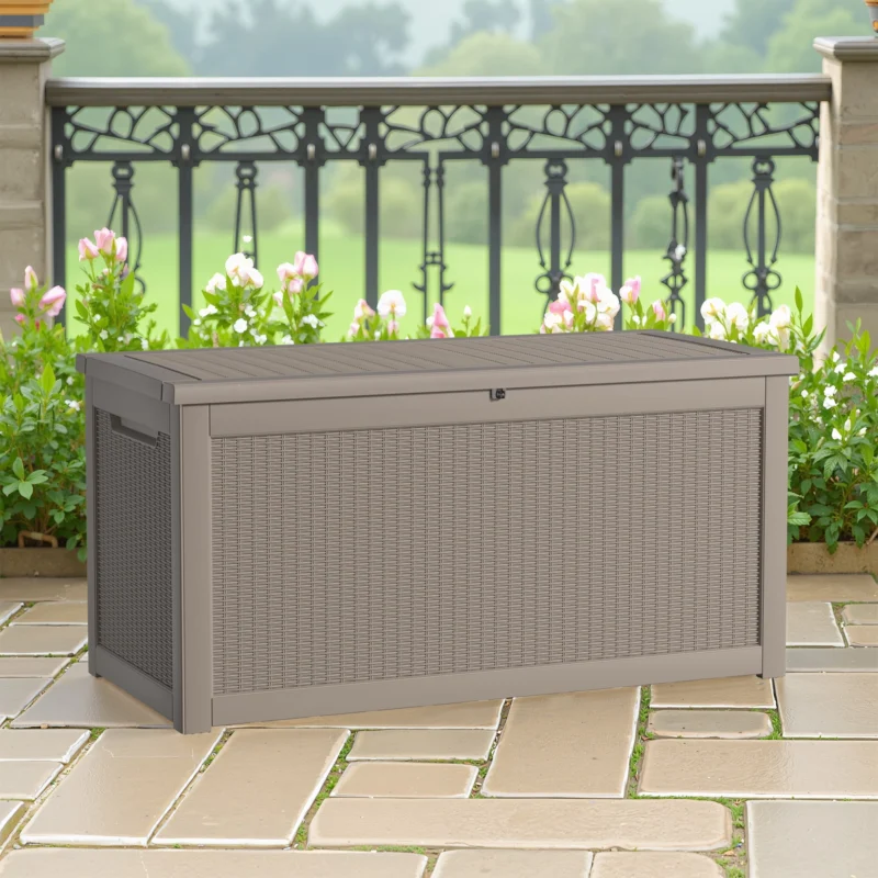 MAYEERTY 32 Gallon Outdoor Deck Box, Large Capacity Storage Box for Patio Furniture Cushions, Pillow with Wheels, Black - Image 3