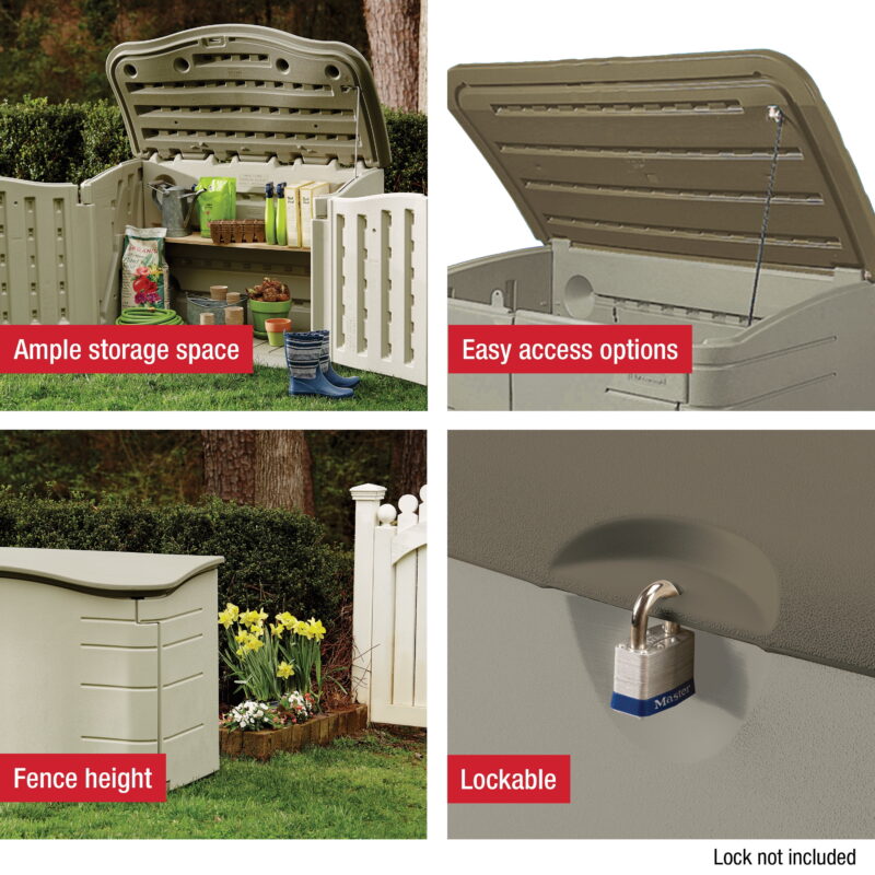 Rubbermaid Horizontal Storage Shed, Olive & Sandstone 58.5"L x 35.8"W x 11.8"H  49.7lbs - Image 3