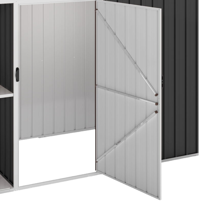 Uforic 8x4 FT Outdoor Metal Storage Shed with Shelves, Lockable Tool Cabinet for Garden (Black) - Image 7