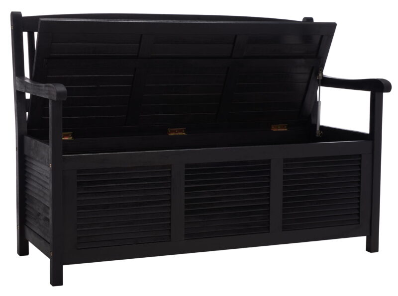 SAFAVIEH Brisbane Transitional Outdoor Patio Storage Bench, Black - Image 7