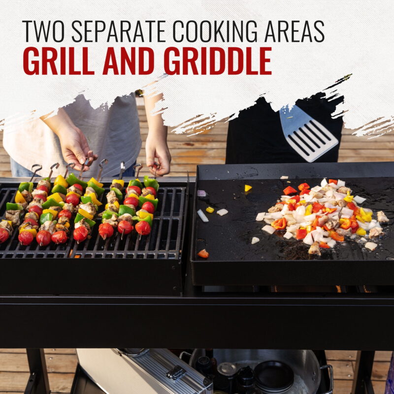 Royal Gourmet GD403 4-Burner Portable Flat Top Gas Grill and Griddle Combo Grill with Folding Legs - Image 2