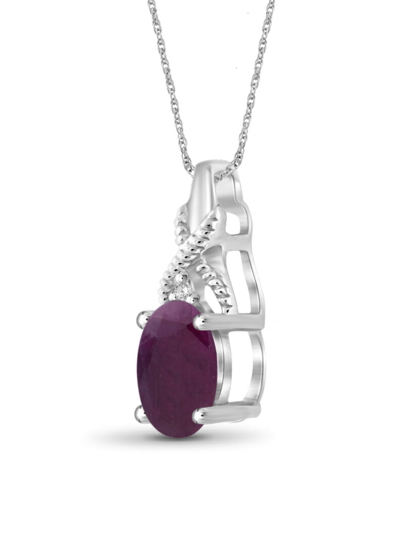 JewelersClub Silver Necklaces for Women –Silver Necklace for Women .925 Sterling Silver – Ruby Necklace Centerpiece, White Diamond Accents – Hypoallergenic Pendant - Image 3