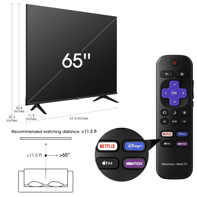 Hisense 65" Class 4K UHD LCD Roku Smart TV HDR R6 Series 65R6E4 - Image 6