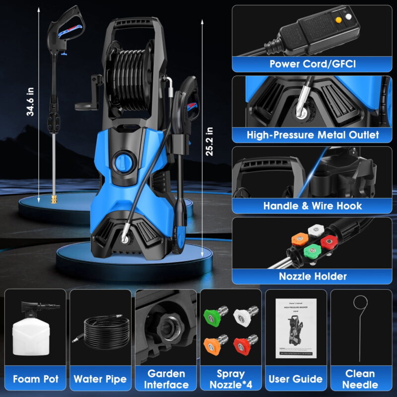 Fenbeli 5000PSI at 2.8 GPM Electric High Pressure Washer Machine 110V for Cleaning Decks - Image 6