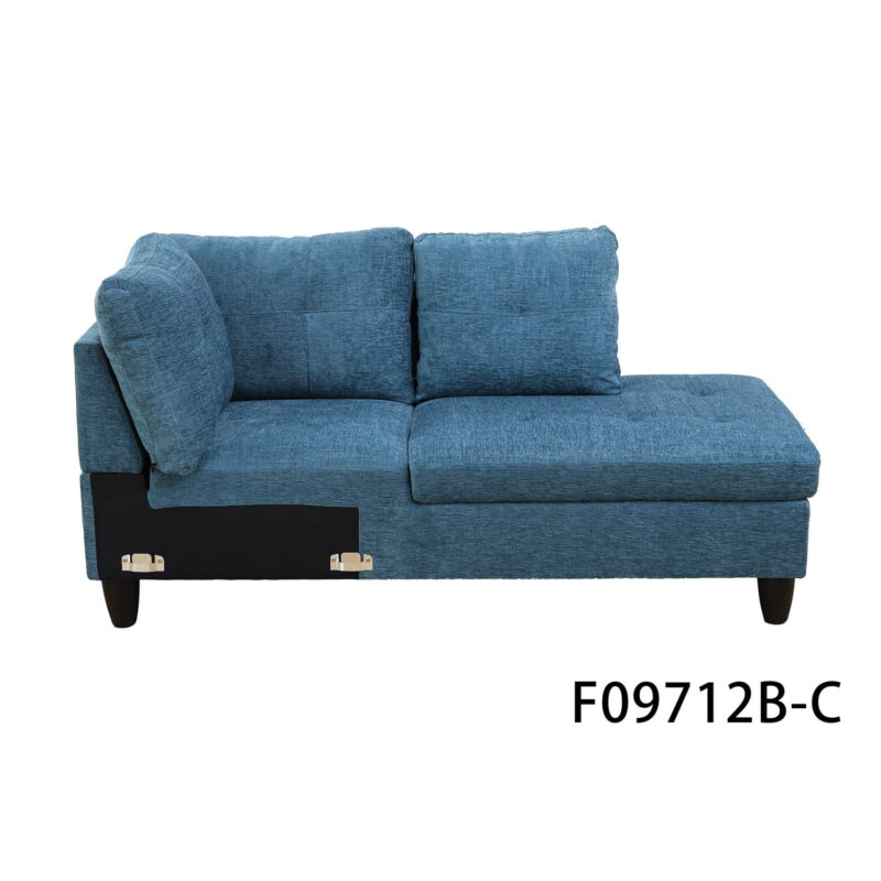Hommoo Flannel Living Room Furniture Sets, 4-Seat Couches and Sofa Set, L Shaped Couch Set Sectional Sofa Set for Home, Apartment, Dorm, Blue(No Ottoman) - Image 3
