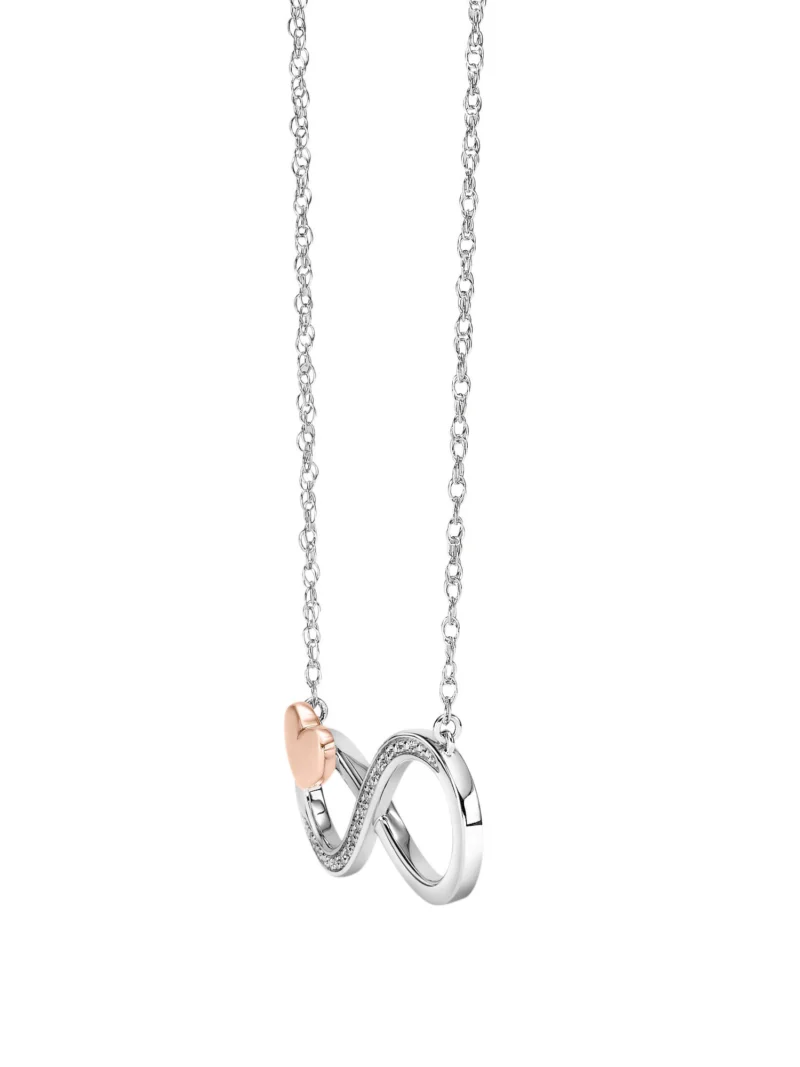 Keepsake Diamond-Accent Sterling Silver with 18K Rose Gold-Plating Infinity Heart Necklace - Image 3