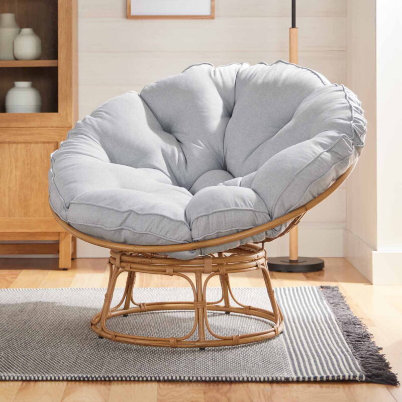 Better Homes & Gardens Papasan Accent Chair, Gray Linen - Image 4