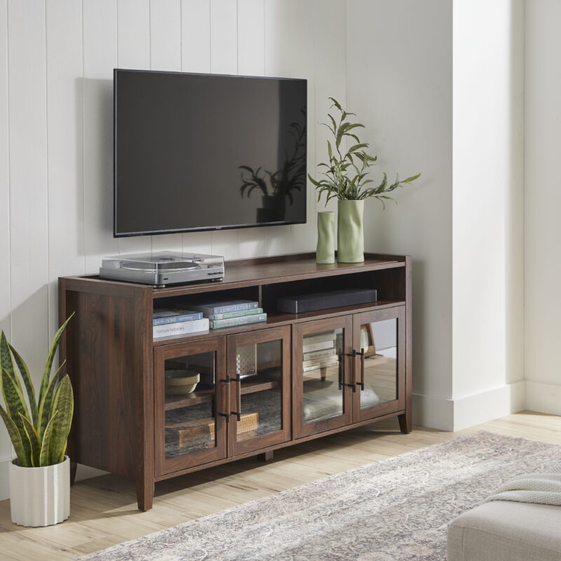 Better Homes & Gardens Reading Refined Farmhouse TV Stand for TVs up to 65", Walnut Finish - Image 2