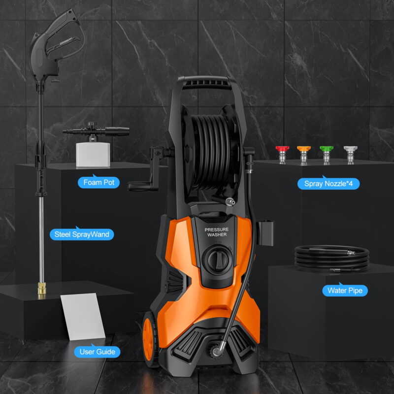 Fenbeli 4500PSI Pressure Washer Electric Power Washer with 23FT Hose and 20FT Power Cord for Cars with 4 Quick Connect Nozzles And 500ml Foam Cannon - Image 6