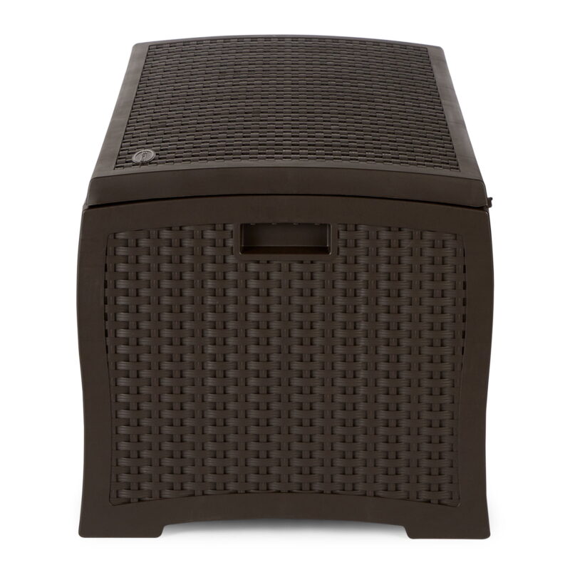 Suncast 73-Gal. Weather-Resistant Resin Outdoor Deck Storage Box and Bench, Mocha Brown - Image 5