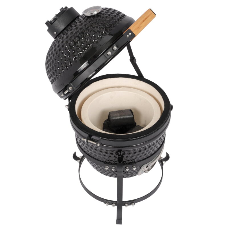 13in Round Ceramic Charcoal Grill Black - Image 2