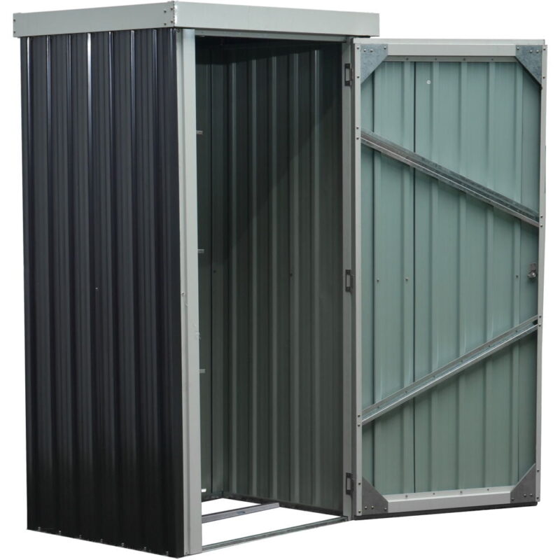 Hanover Patio Storage Shed | Galvanized Steel | Twist Lock and Key | 2 Tool Hooks | 3-Ft. x 3-Ft. x 6-Ft. | Dark Gray / White | HANPATSHD-GW - Image 5