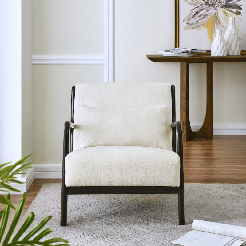 Roundhill Furniture Eterna Mid-Century Accent Chair with Pillow - Image 3