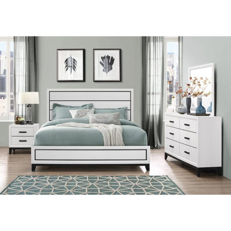 Global Furniture USA Kate White and Black 5-Drawer Bedroom Chest - Image 2
