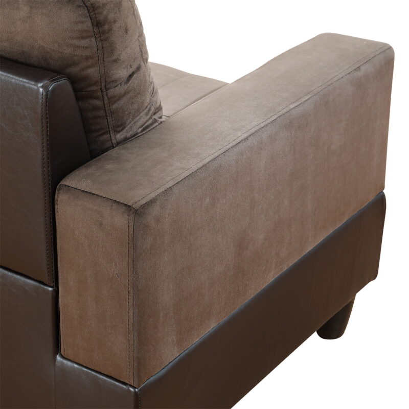 Hommoo 4 Seats Flannel and PVC Sectional Sofa Couch Set, Modern L Shaped Sectional Couch, Living Room Furniture Set, Dark Brown - Image 6