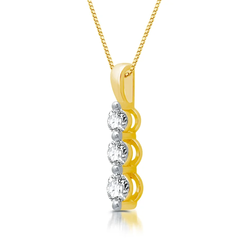 Brilliance Fine Jewelry 1/2 CTTW Lab Grown Diamond Three Stone Women's Pendant Necklace 14K Yellow Gold Plated - Image 2