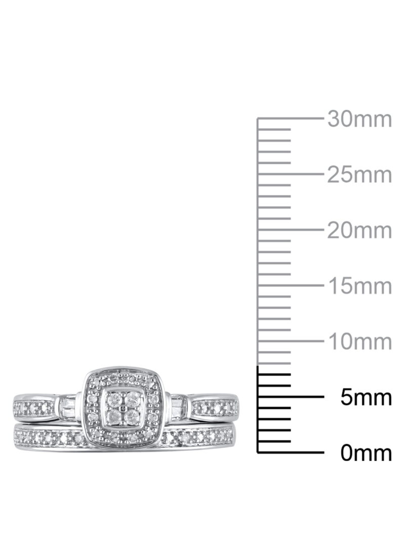 Forever Bride 1/10 Ct Natural Diamond Cushion Cut Bridal Set Women's Ring, Sterling Silve - Image 5