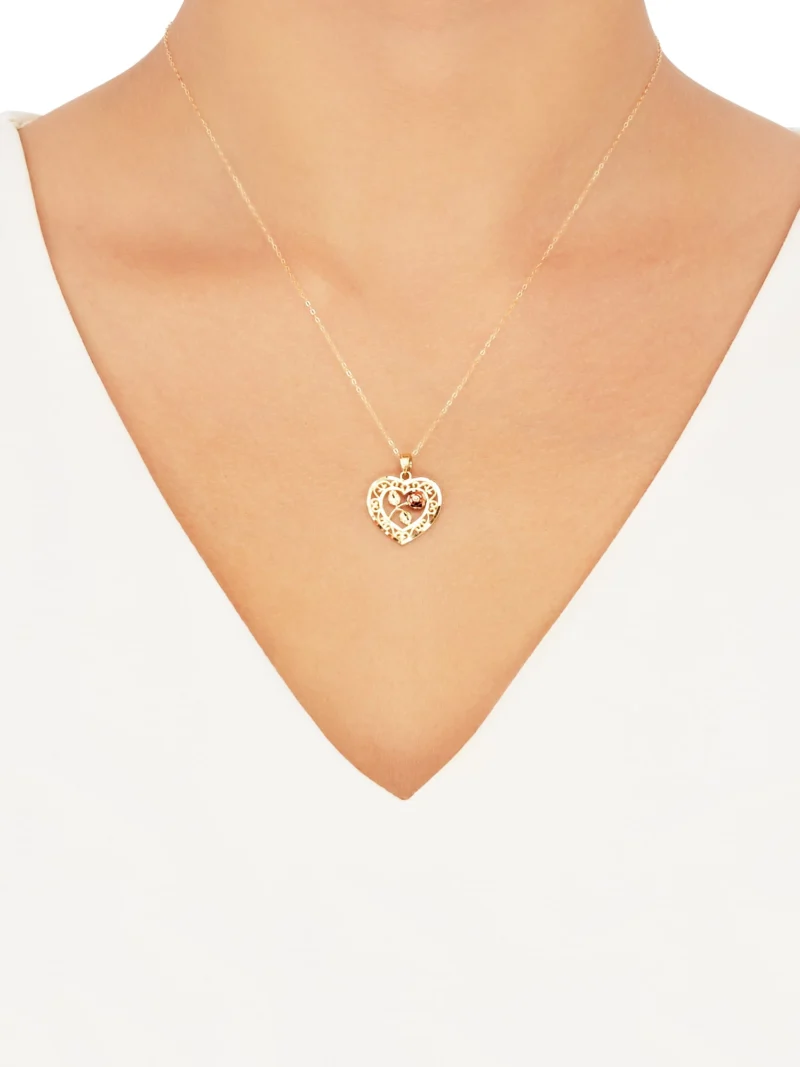 Brilliance Fine Jewelry 10K Two-Tone Gold Heart Flower on GoldFilled Necklace,18" - Image 5