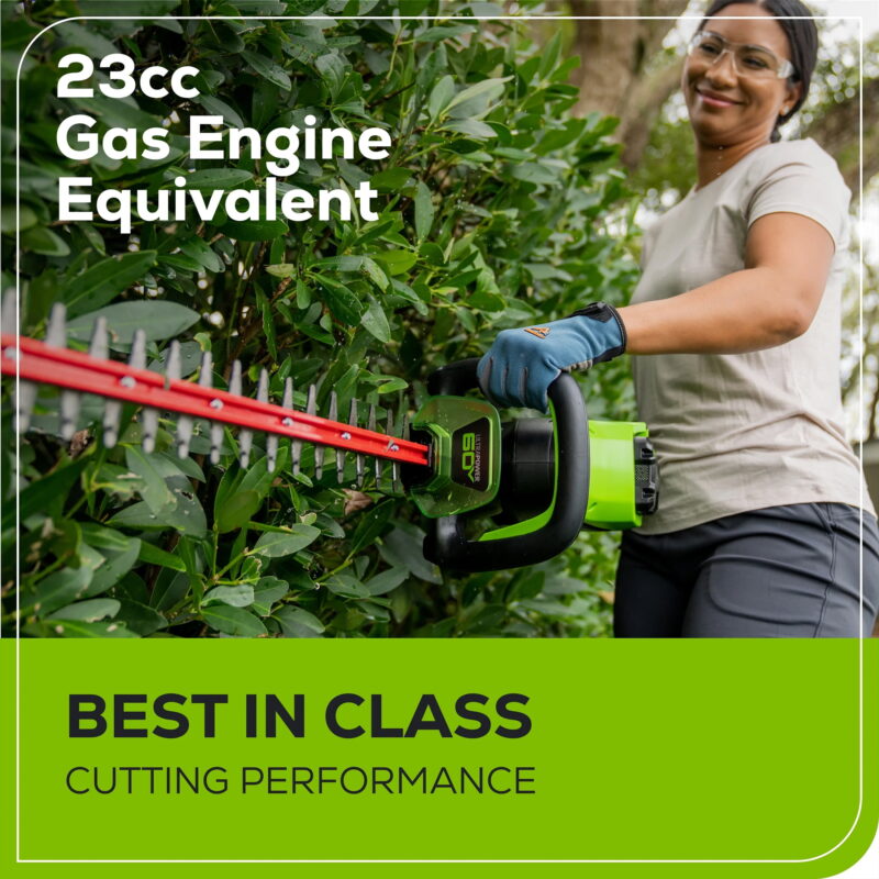 Greenworks 60V 26" Cordless Battery Hedge Trimmer with 2.0Ah Battery & Charger 2212002 - Image 5