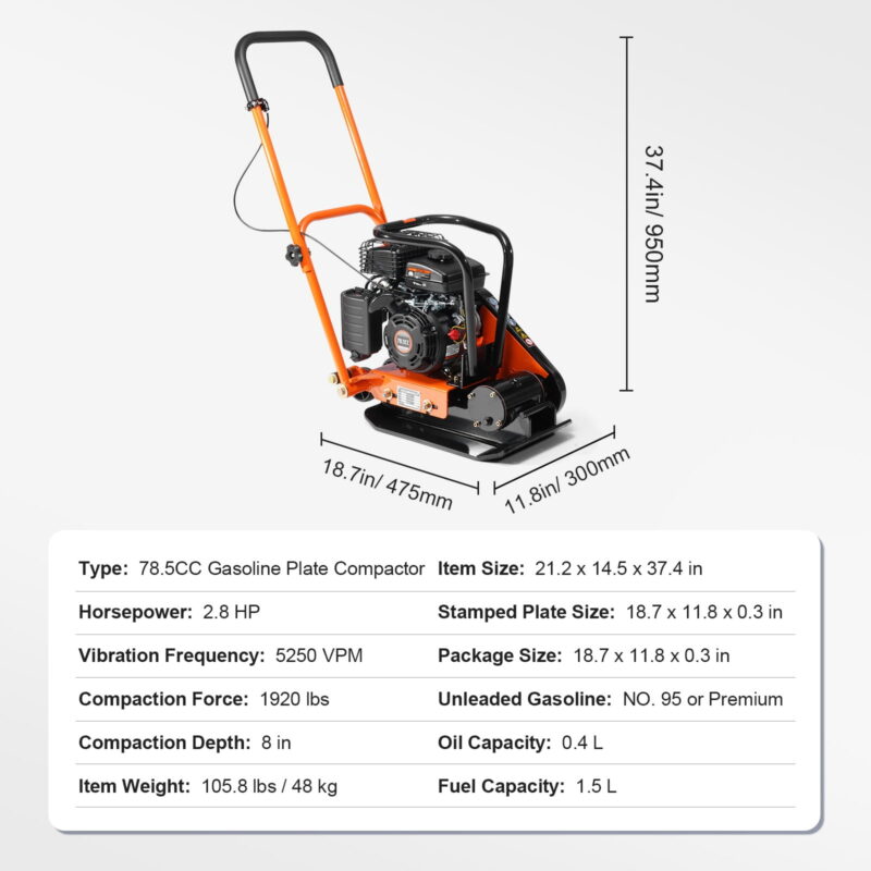 KFFKFF flat plate compactor 2.8 HP hand push compactor 78.5cc EPA engine - Image 7