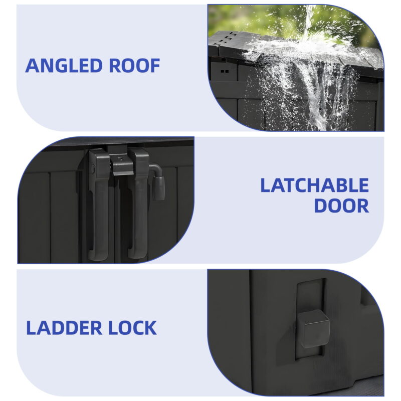 Uforic 36 Cu Ft All-weather Tool Cabinet with Air Vent, Lockable Doors & Lift-Up Roof, Black - Image 6