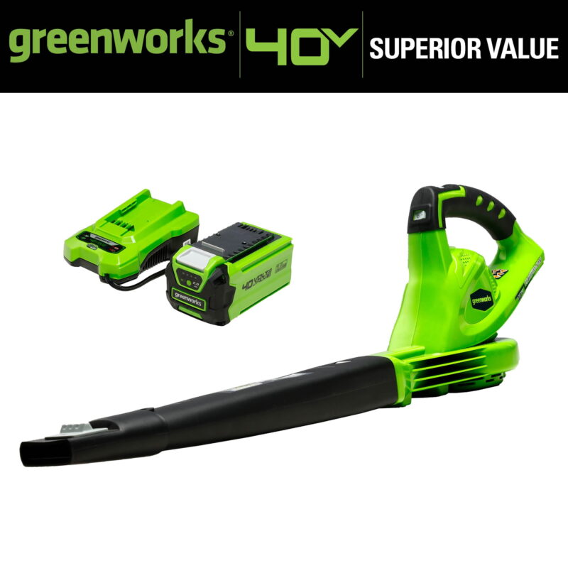 Greenworks 40V 135 CFM Leaf Blower/Sweeper with 2.0 Ah Battery, 24252 - Image 4