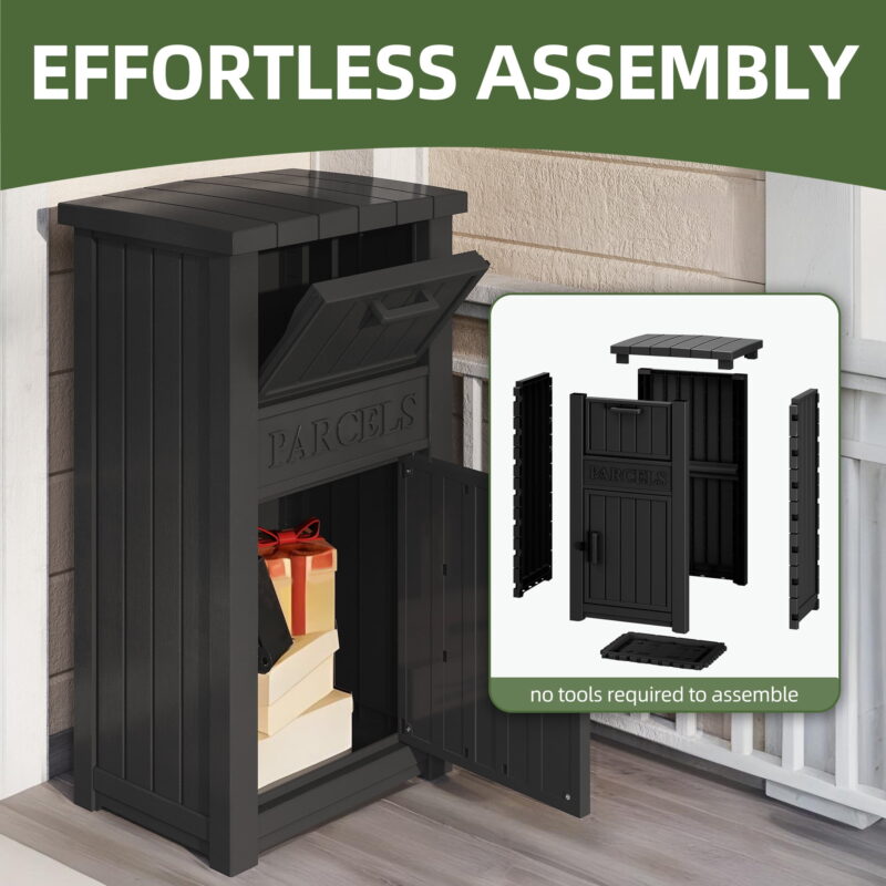 Uforic Outdoor Resin Package Delivery Storage Box with Lockable Secure,Package Delivery Box for Porch or Curbside, Lockable, Black - Image 7
