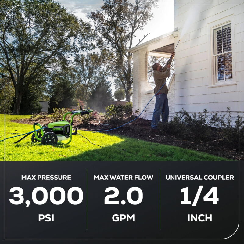 Greenworks 3000 PSI 2.0 Max GPM TruBrushless Electric Pressure Washer (Motor: 120V) - Image 6