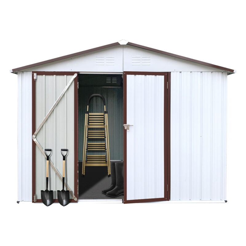 Aukfa 8FT x 6FT Outdoor Storage Shed, Metal Garden Shed with Vents, Tool Shed with Door and Padlock for Backyards, Patio Lawns, White - Image 6