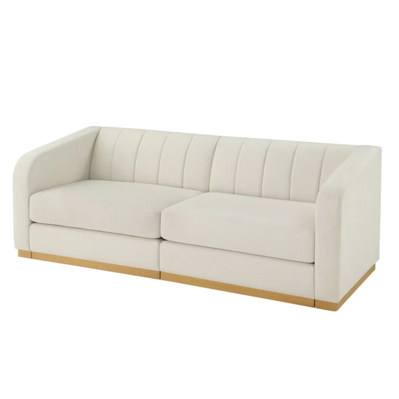 Better Homes & Gardens Lillian Channel Tufted Sofa 83.5" Cream Linen - Image 4