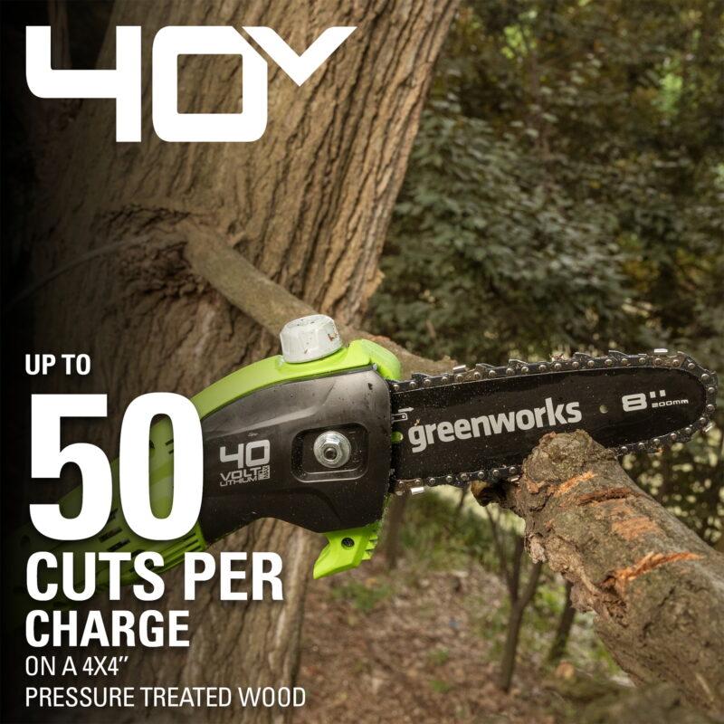Greenworks 40V 8" Cordless Pole Saw with 2.0 Ah Battery and Charger Gen II 1403702 - Image 3