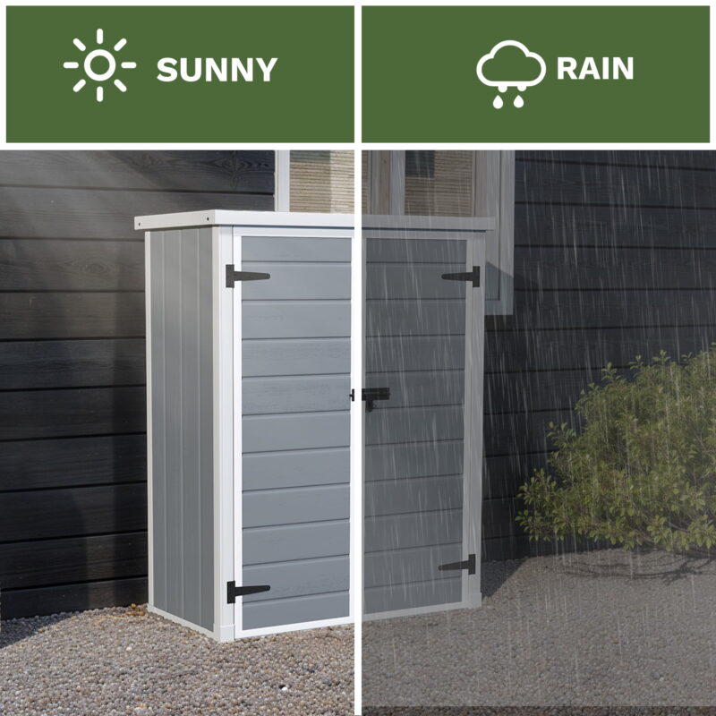 Uforic 49 Cu Ft Outdoor Vertical Storage Shed with Floor & 2 Shelves, Waterproof, Lockable (Gray) - Image 2