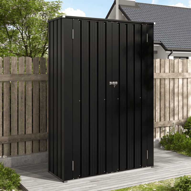 Bapipro 47x19in Metal Storage Cabinet, Black Outdoor Shed with 2 Shelves (34 Cu.Ft) - Image 3