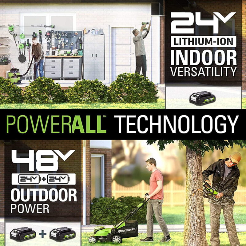 Greenworks 48V (2x24V) 17" Battery Push Mower + 2 x 24V 4Ah Batteries & Dual Port Charger 2526302 - Image 6