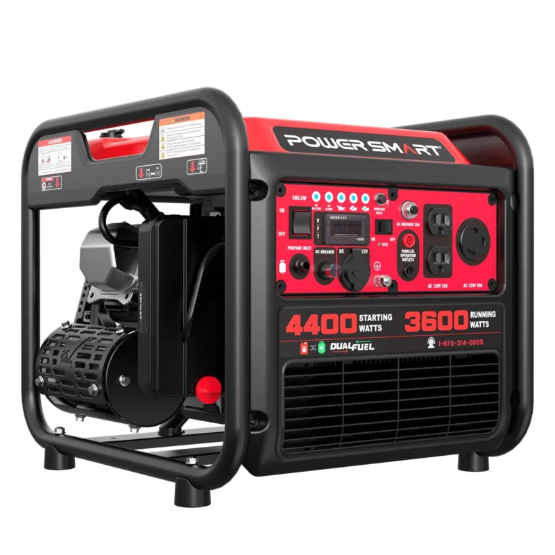 PowerSmart 4400W/3600W Dual Fuel Inverter Generator Pull Cord Start with CO Protect Carbon Monoxide Detection - Image 2