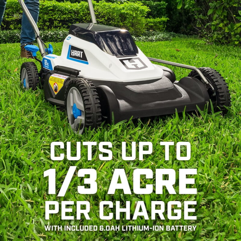 HART 40-Volt Cordless 18-inch Push Mower Kit, (1) 6Ah Lithium-Ion Battery, (1) Battery Charger - Image 4
