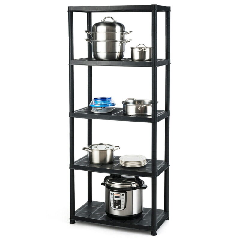Gymax 2 PCS 5 Tier Ventilated Shelving Storage Rack Free Standing Multi-Use Shelf Unit - Image 4