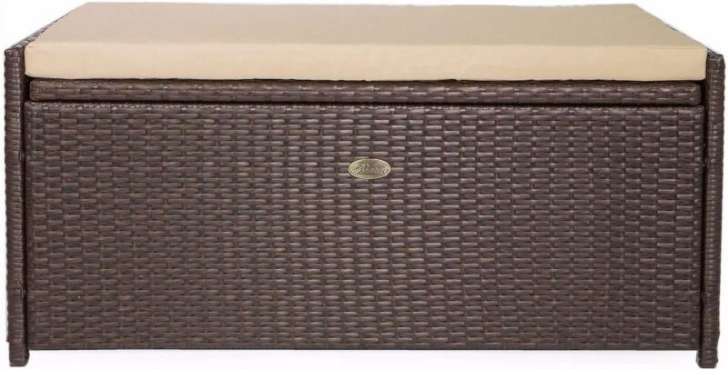 Barton All-Weather Outdoor Patio Deck Box Storage with Cushion Pad Water Resistance, Brown - Image 4