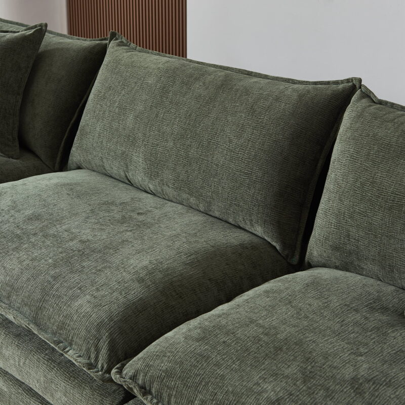 MAYEERTY Modular L-Shaped Sectional Sofa with Ottoman, Chenille Fabric Sofa Couch, Comfy Upholstered Furniture for Living Room，Green - Image 4